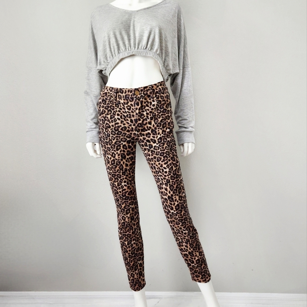 WHBM Sculpting High Waist Ankle Pants With Stretch, Brown & Black Leopard Size 0 - Picture 15 of 15